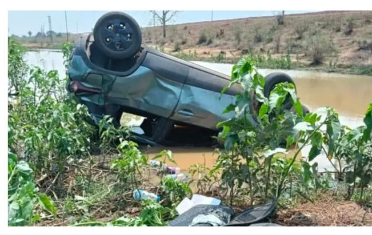 नायब तहसीलदार की कार अनियंत्रित होकर पलटी, बाल-बाल बचीं खुशबू नेताम